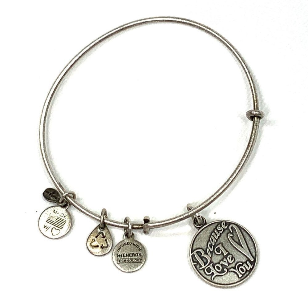 Alex and Ani Because I Love You Charm Bracelet Silver Finish - 2"- 3.5"